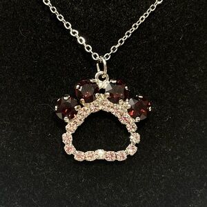 NWOT- Handmade Silver tone Paw Print  Swarovski Crystal Necklace. Price is Firm.